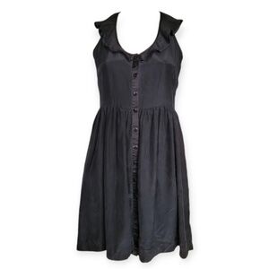 212 Collection 100% Silk Ruffle Collar Dress Goth Dark Academia Coquette Black 4